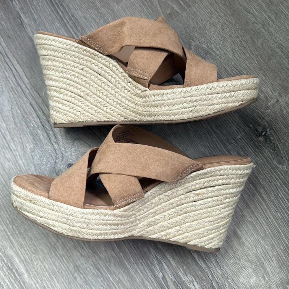 Torrid Tan Faux Suede Strappy Espadrille Wedge Sandals